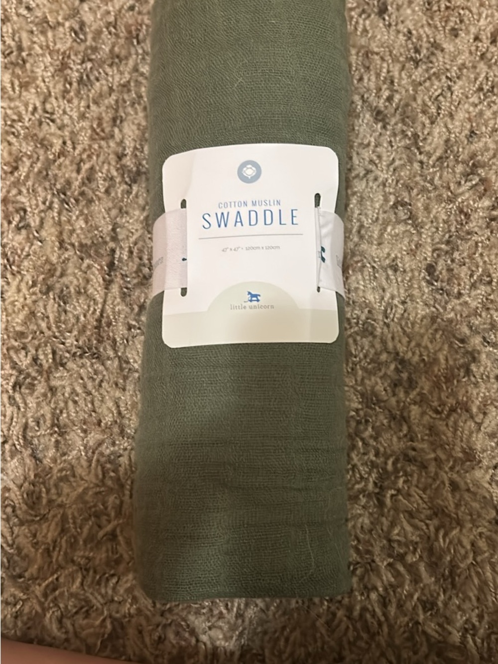 Olive Cotton Muslin Swaddle